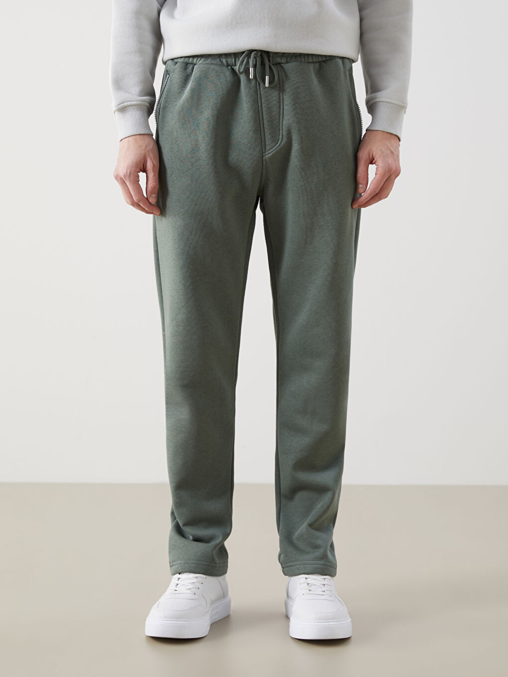 Yeşil Standart Kalıp Erkek Kalın Eşofman Altı-1