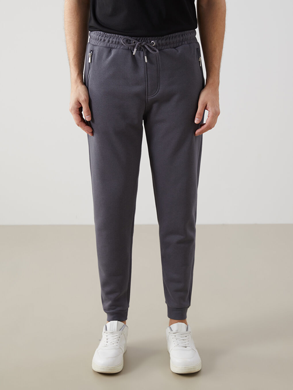 Gri Standart Kalıp Erkek Kalın Eşofman Altı-1