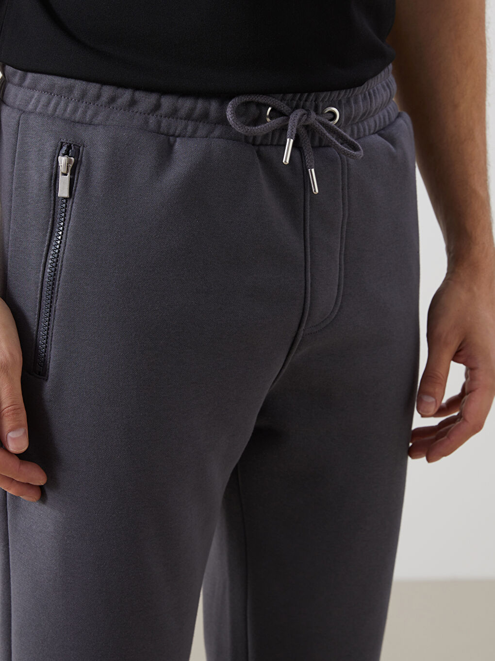 Gri Standart Kalıp Erkek Kalın Eşofman Altı-2