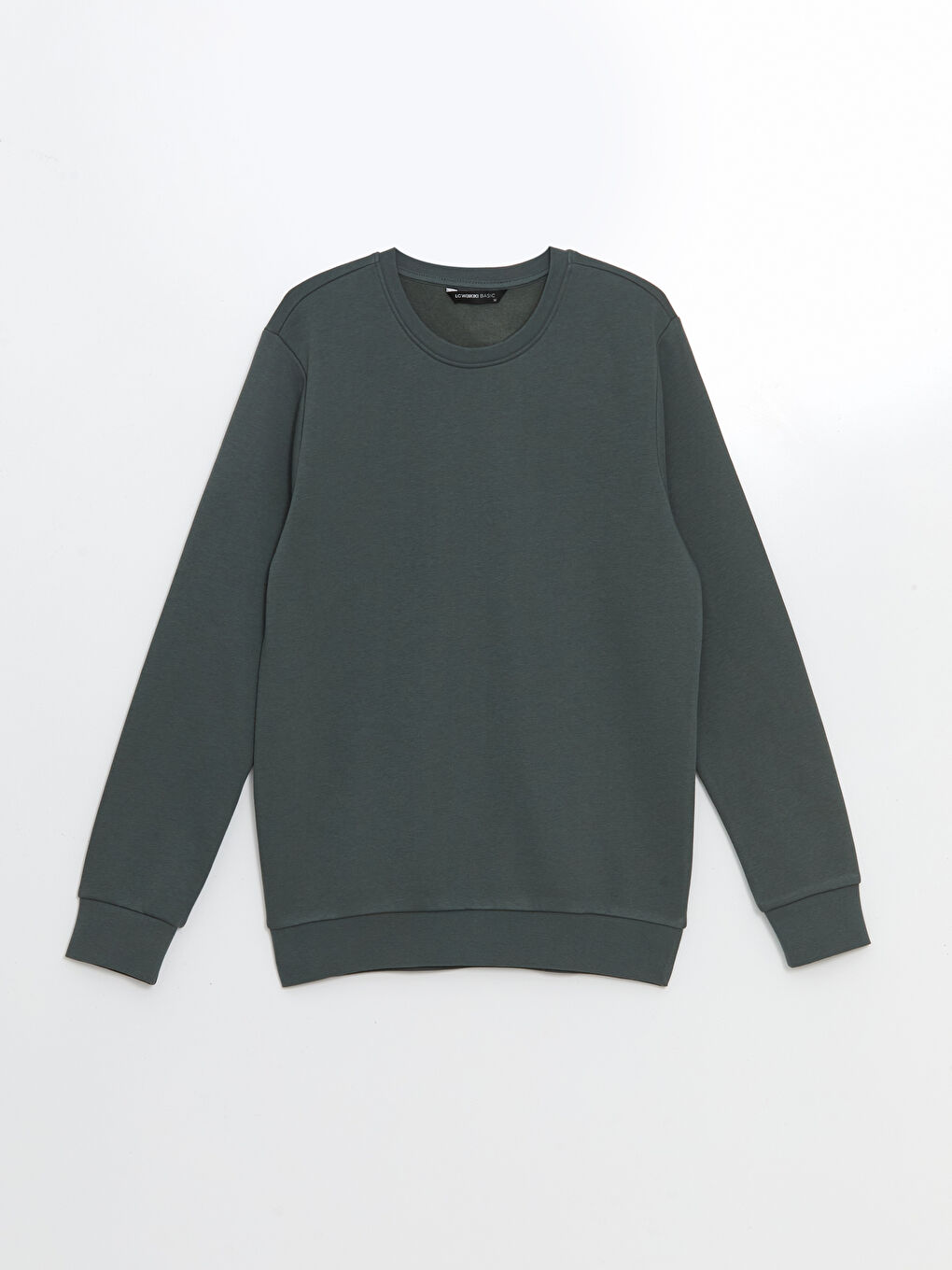 LCWAIKIKI Basic Yeşil Bisiklet Yaka Uzun Kollu Erkek Sweatshirt - 4