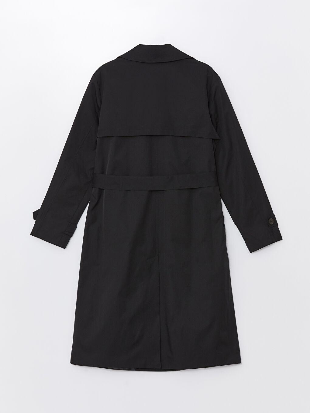 Siyah Ceket Yaka Kadın Trençkot-12