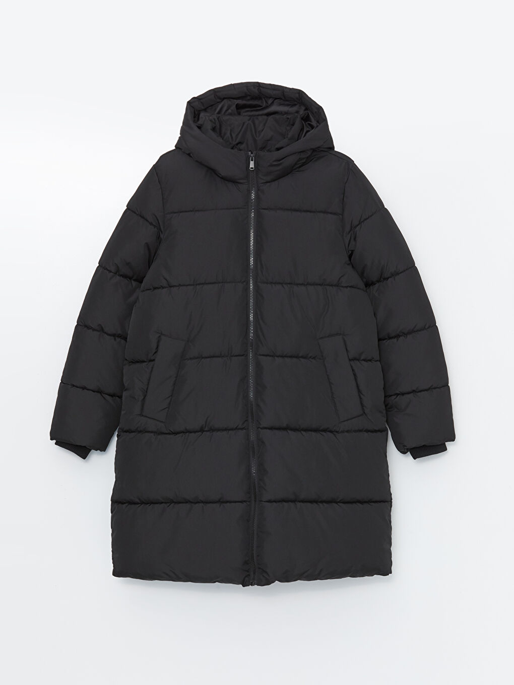 Women's Hooded Plain Puffer Coat-5