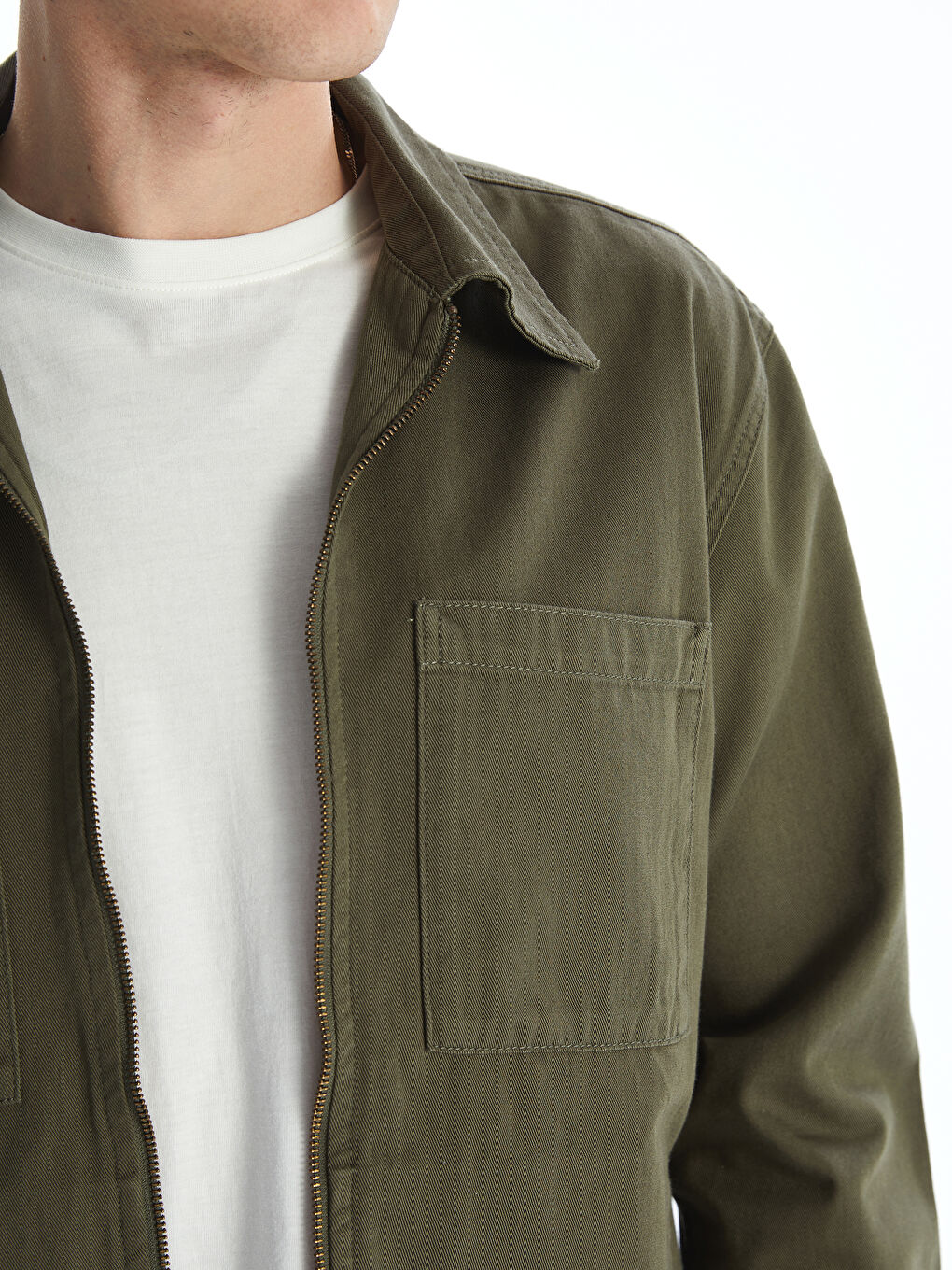 جاكيت قميص للرجال بأكمام طويلة ومقاس عادي من قماش الجبردين-2