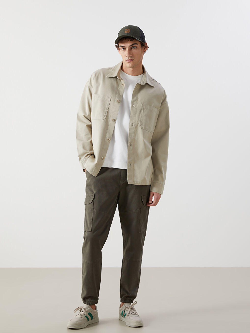 Relaxed Fit Long Sleeve Twill Men's Shirt Jacket-1