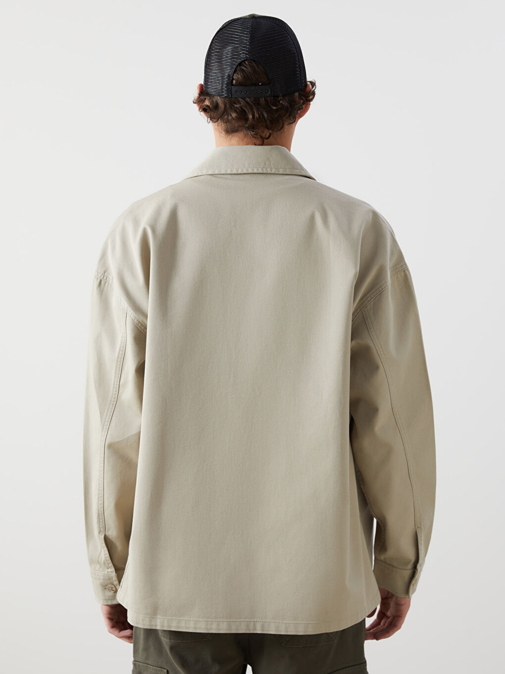 Relaxed Fit Long Sleeve Twill Men's Shirt Jacket-3