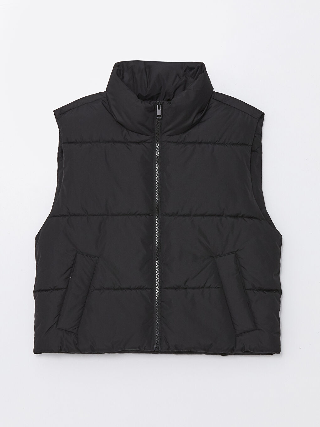 Vestă matlasată simplă cu guler tip pâlnie pentru femei-5