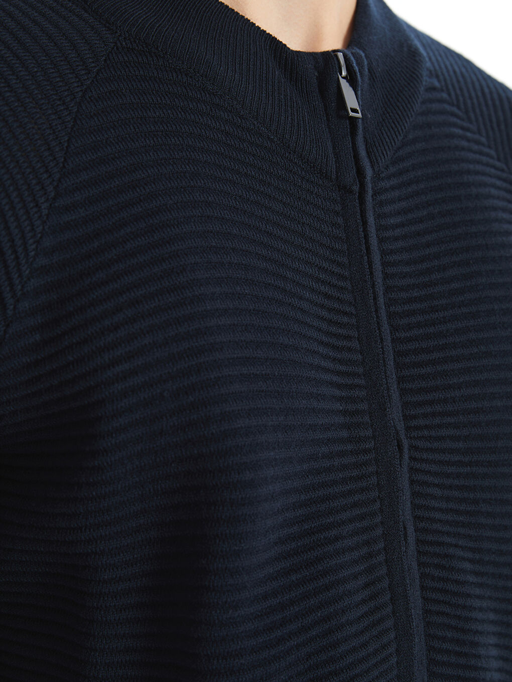 Regular Fit Funnel Neck Men's Knit Cardigan-1