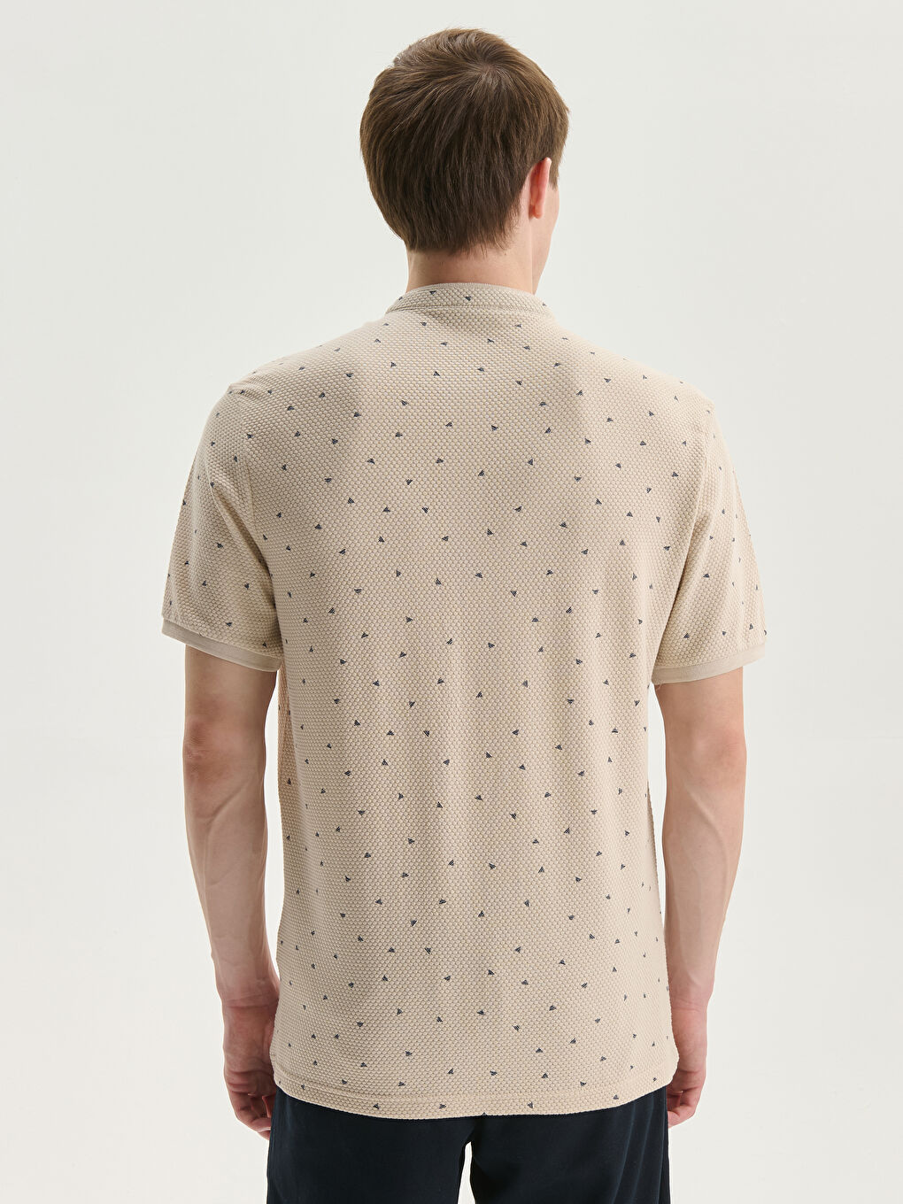Grandad Collar Short Sleeve Patterned Men's T-Shirt -W40944Z8-HZZ