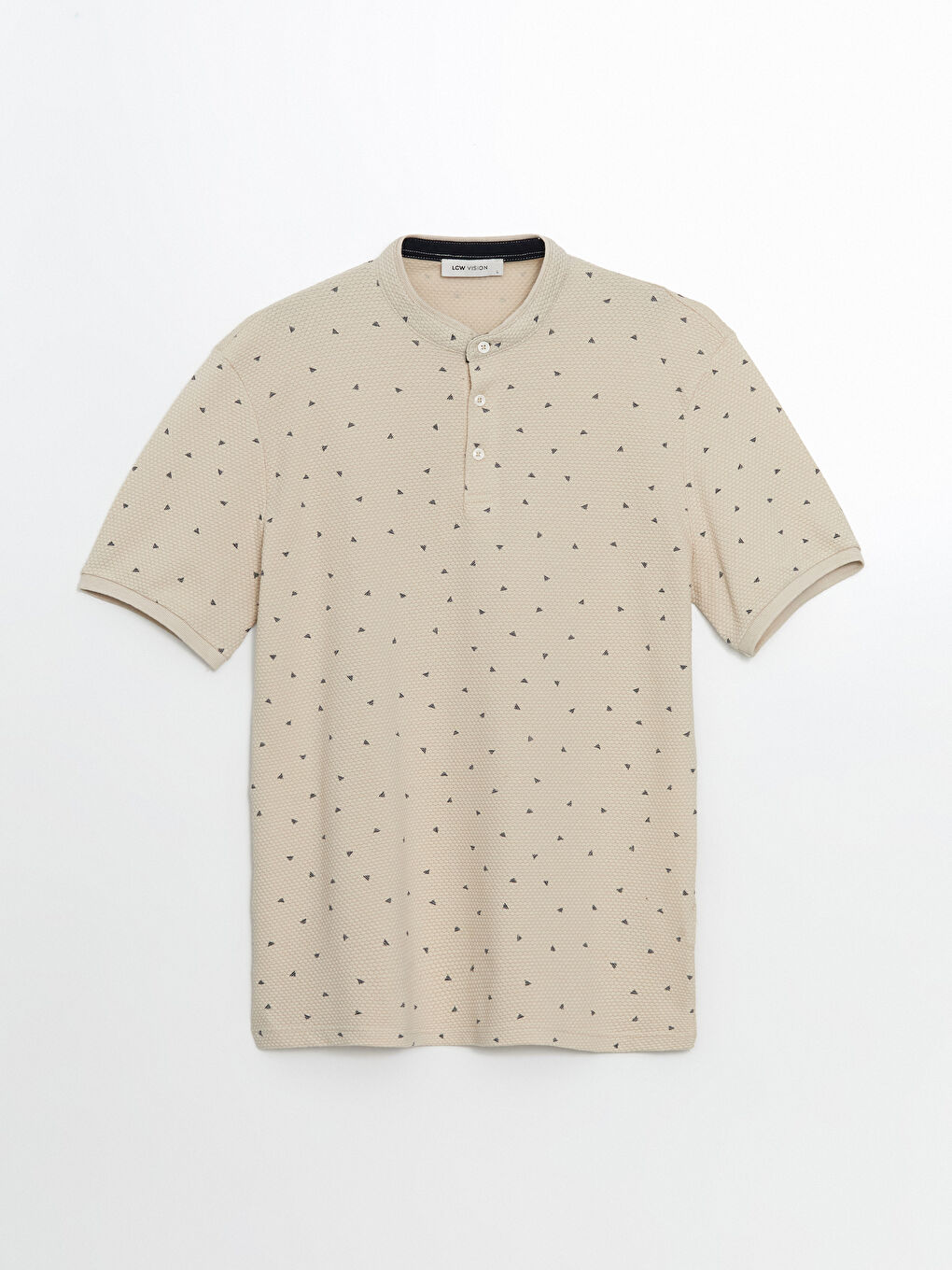 Grandad Collar Short Sleeve Patterned Men's T-Shirt -W40944Z8-HZZ