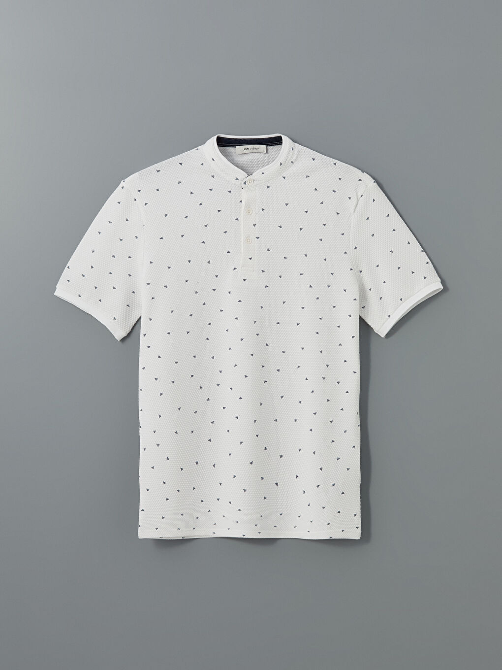 Grandad Collar Short Sleeve Patterned Men's T-Shirt -W40944Z8-J5E