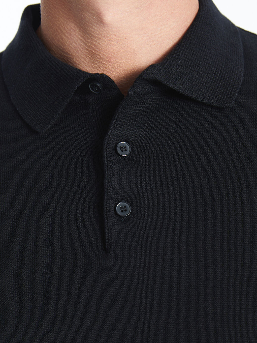 كنزة صوفية بياقة بولو وكم طويل للرجال-2