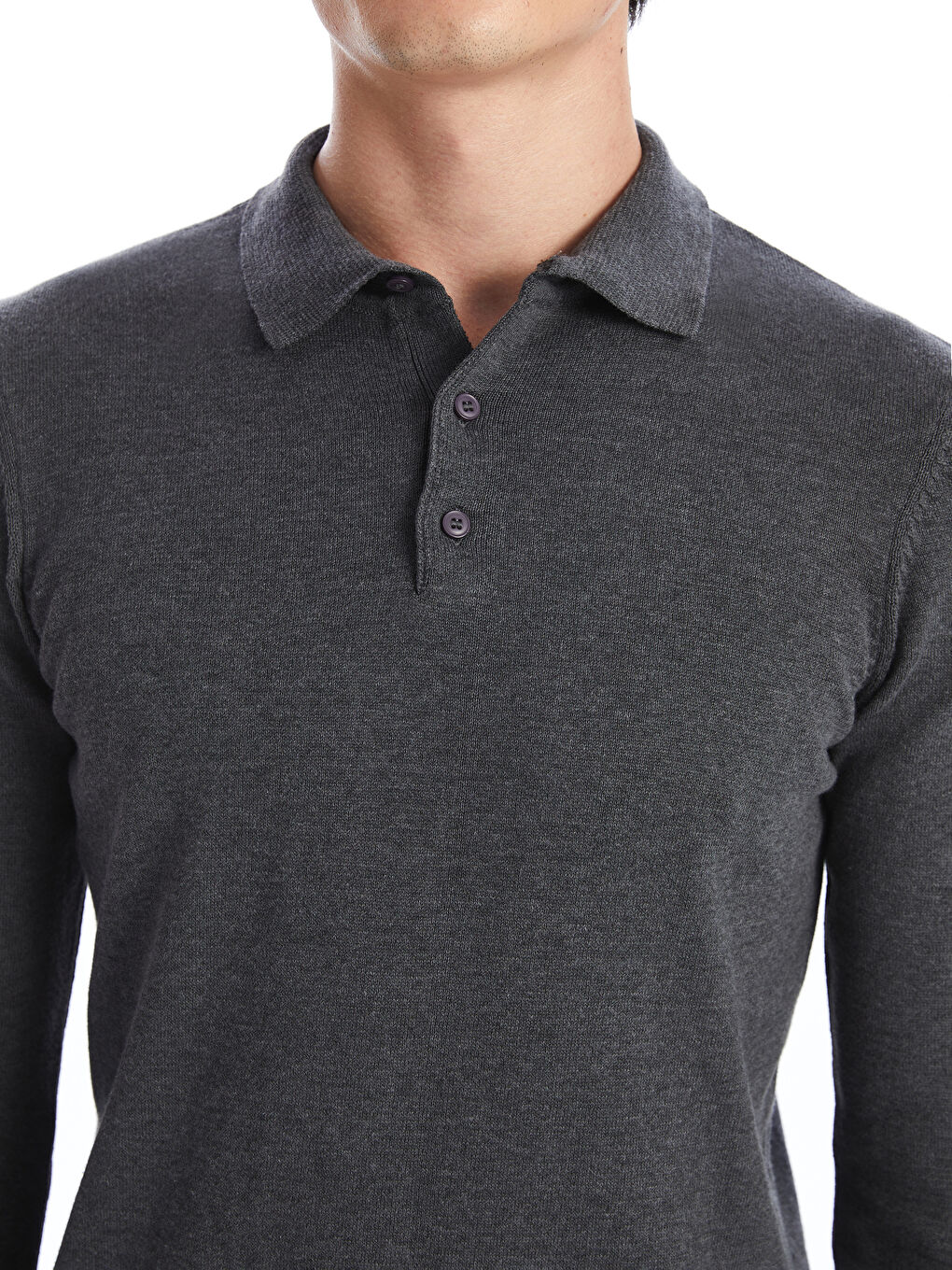 Polo Neck Long Sleeve Men's Knitwear Sweater-2