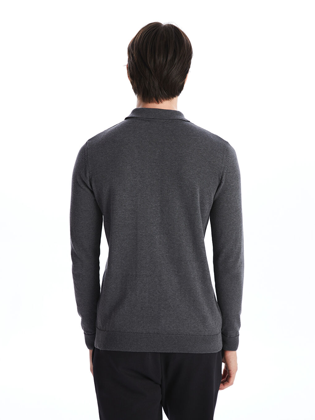Polo Neck Long Sleeve Men's Knitwear Sweater-3