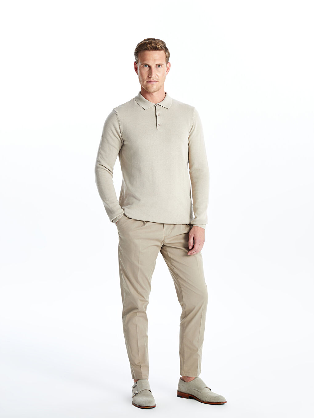 Polo Neck Long Sleeve Men's Knitwear Sweater-1