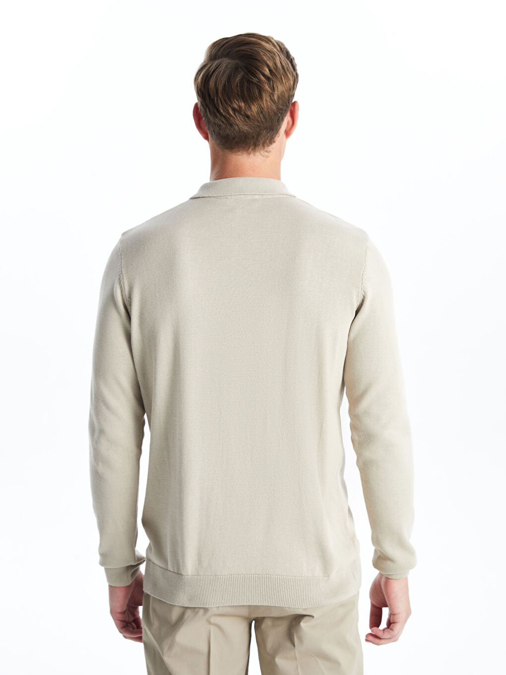 Polo Neck Long Sleeve Men's Knitwear Sweater-3