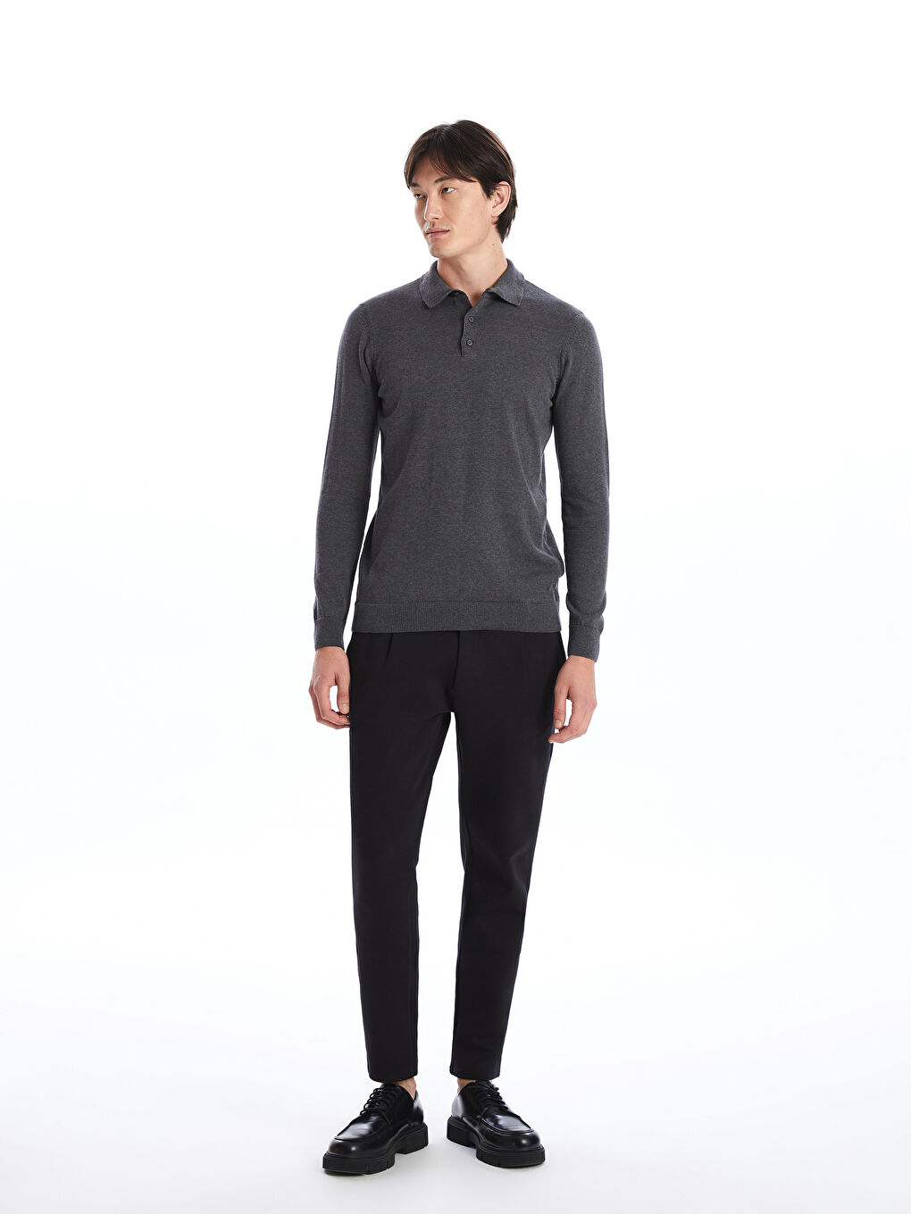 Polo Neck Long Sleeve Men's Knitwear Sweater-1