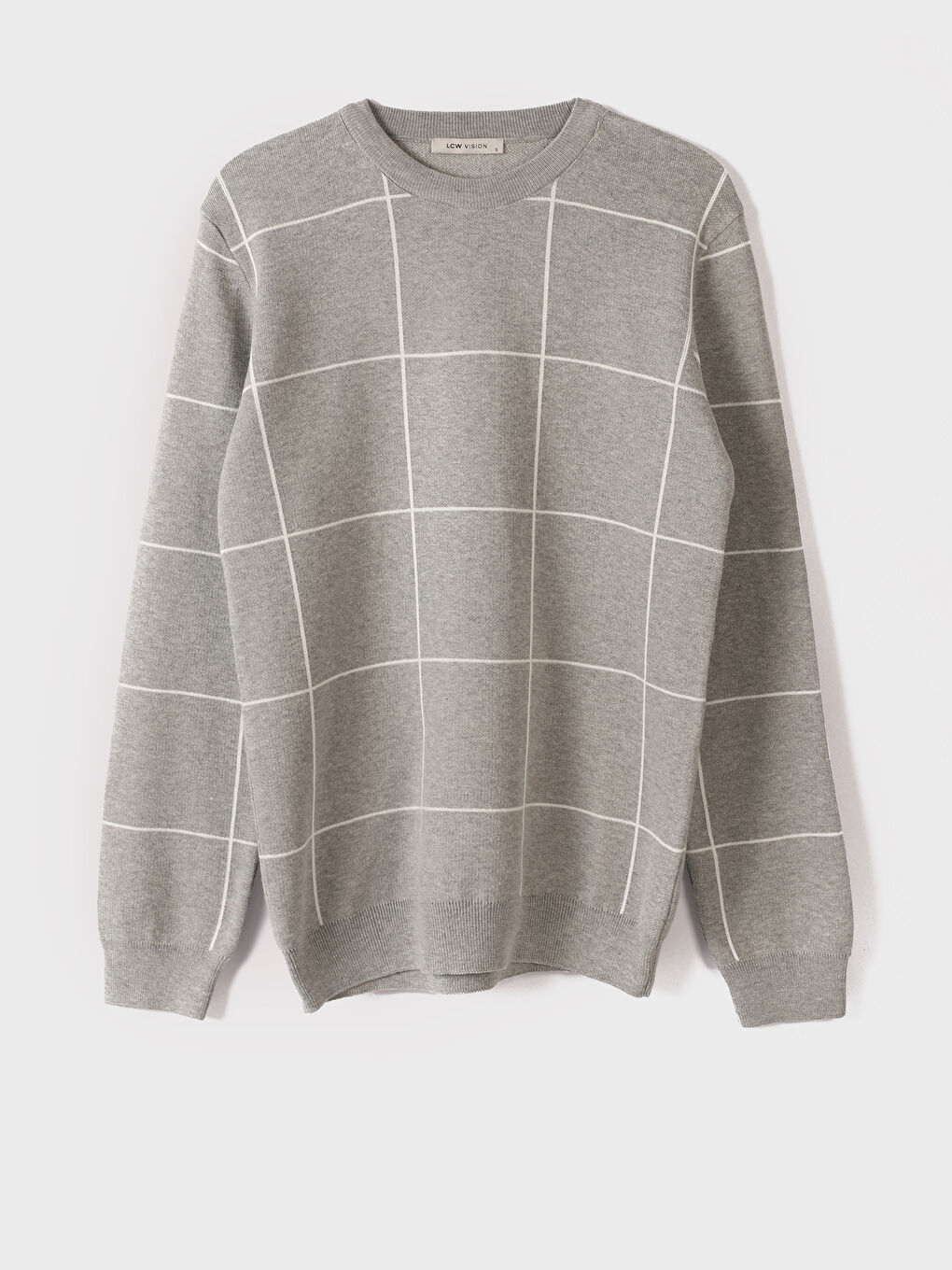 Pull-over en Tricot à Col Rond à Manches Longues Écossais pour Hommes