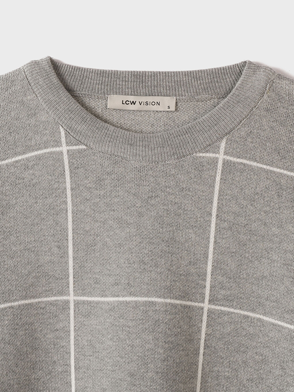 Pull-over en Tricot à Col Rond à Manches Longues Écossais pour Hommes-1