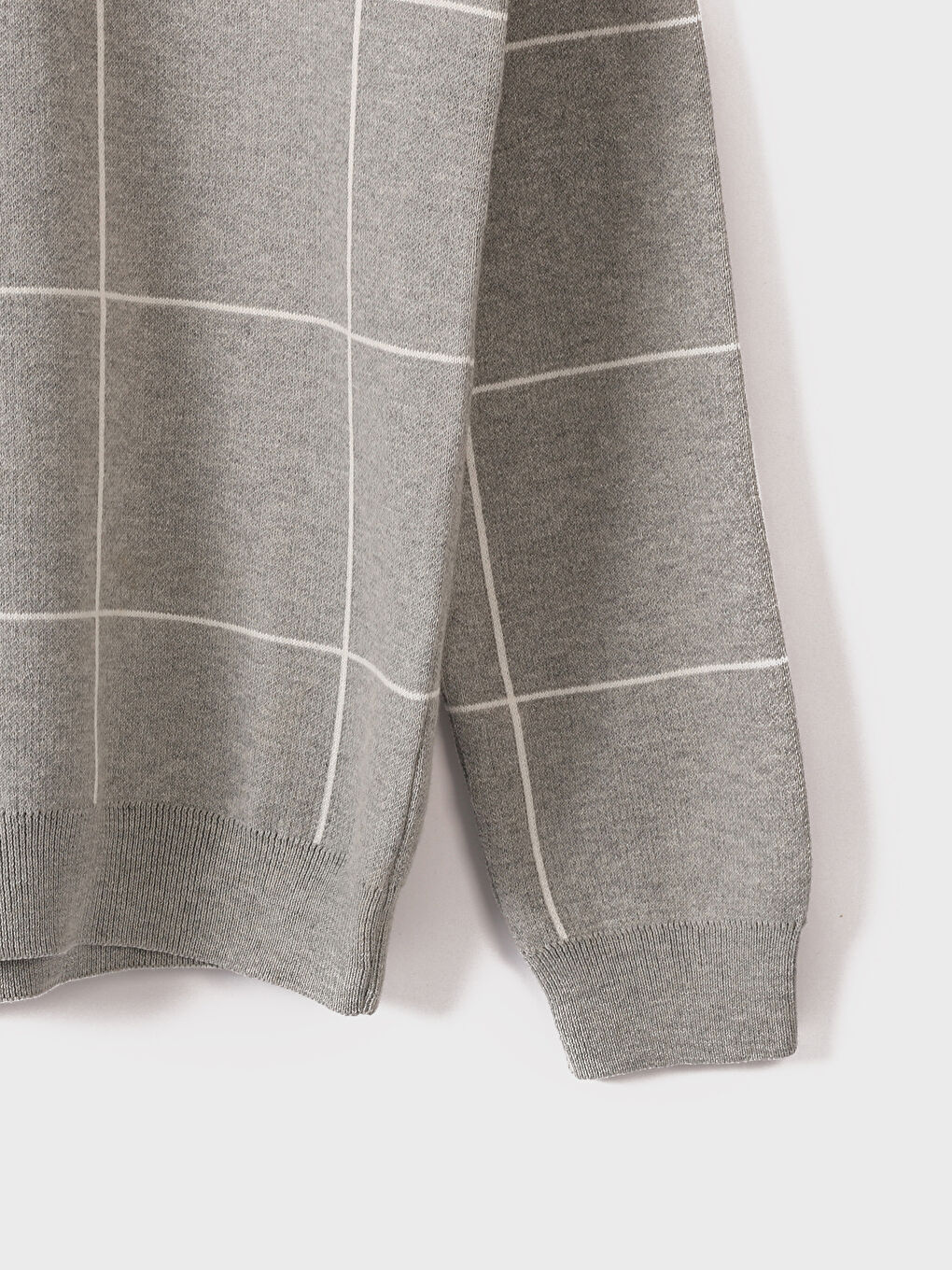 Pull-over en Tricot à Col Rond à Manches Longues Écossais pour Hommes-2