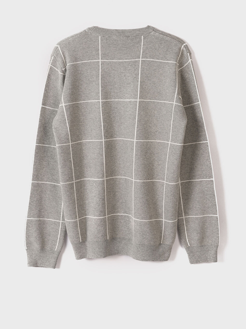Pull-over en Tricot à Col Rond à Manches Longues Écossais pour Hommes-3