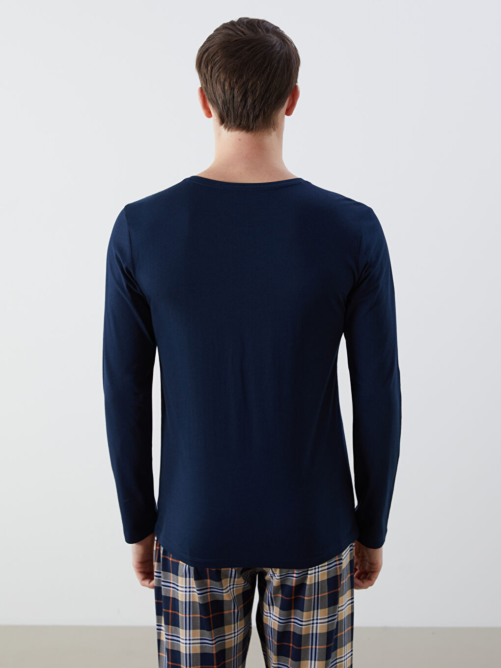 Lacivert Bisiklet Yaka Uzun Kollu Erkek Atlet-3