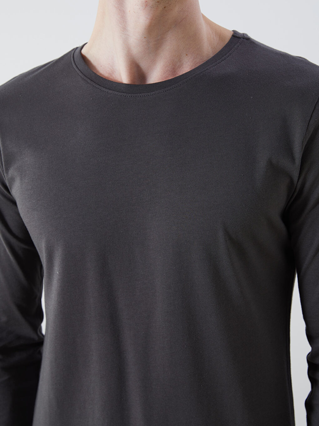 Antrasit Bisiklet Yaka Uzun Kollu Erkek Atlet-2