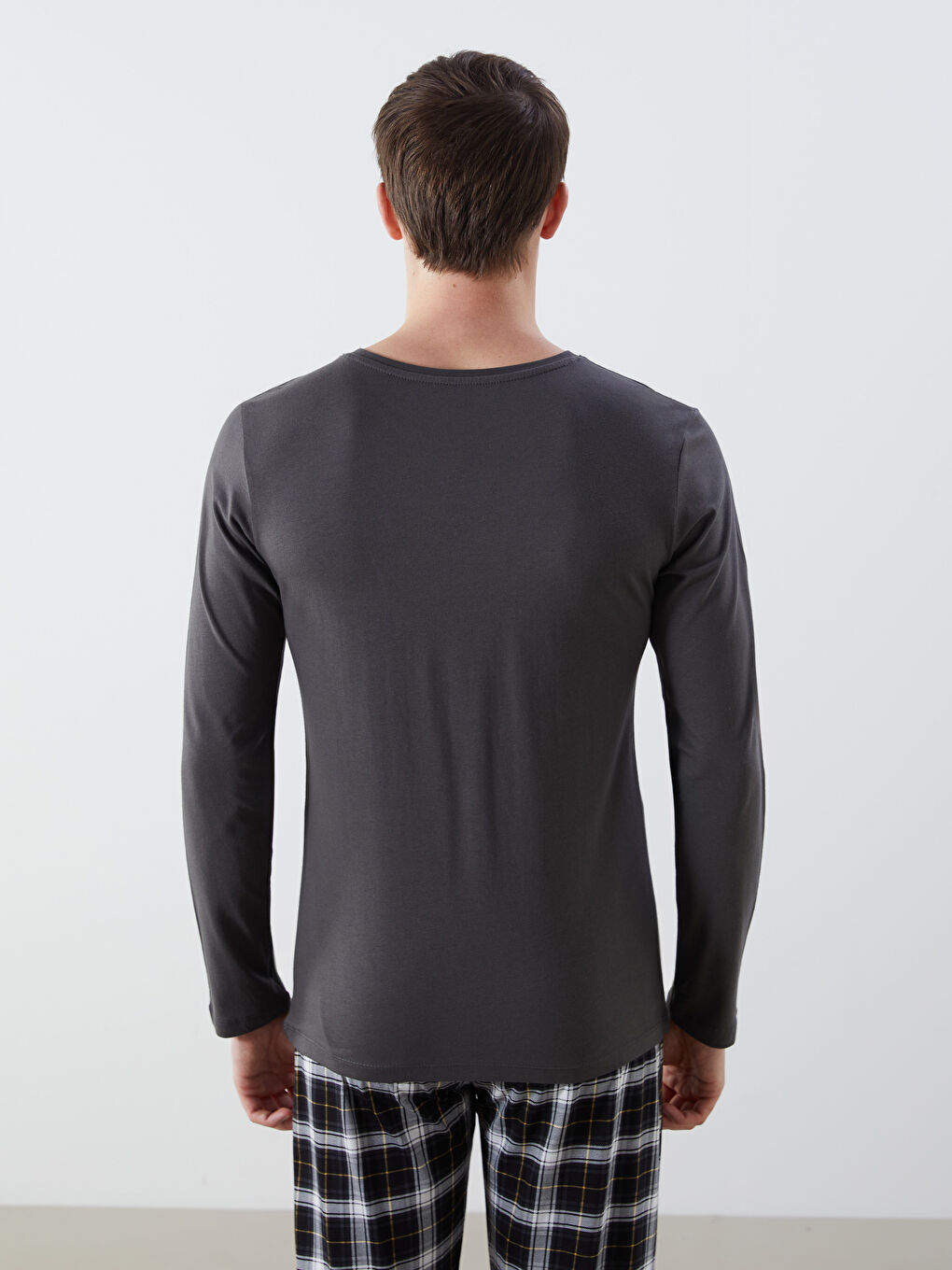 Antrasit Bisiklet Yaka Uzun Kollu Erkek Atlet-3