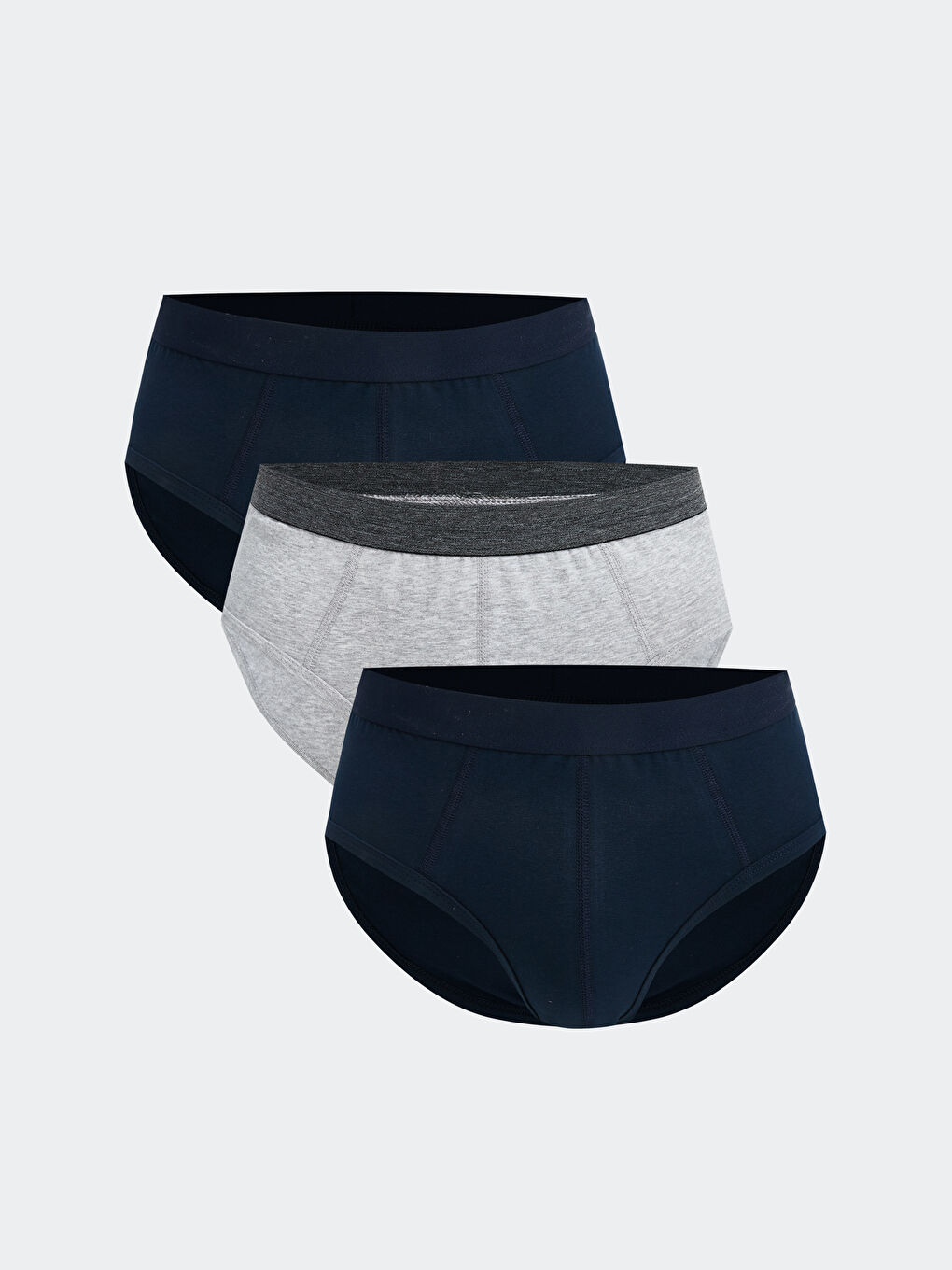 Gri Standart Kalıp Pamuklu Esnek Erkek Slip Külot 3'lü