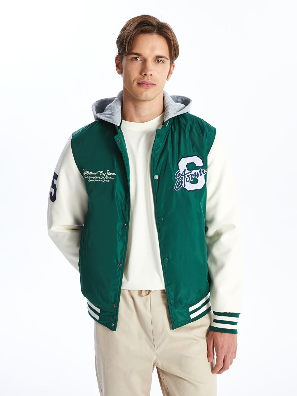 Standard Fit College Collar Men's Bomber Jacket-1