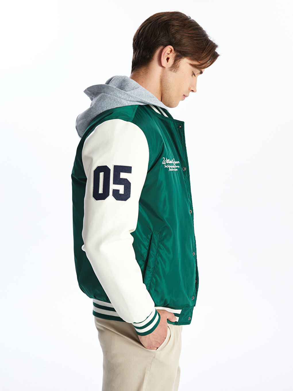 Standard Fit College Collar Men's Bomber Jacket-2