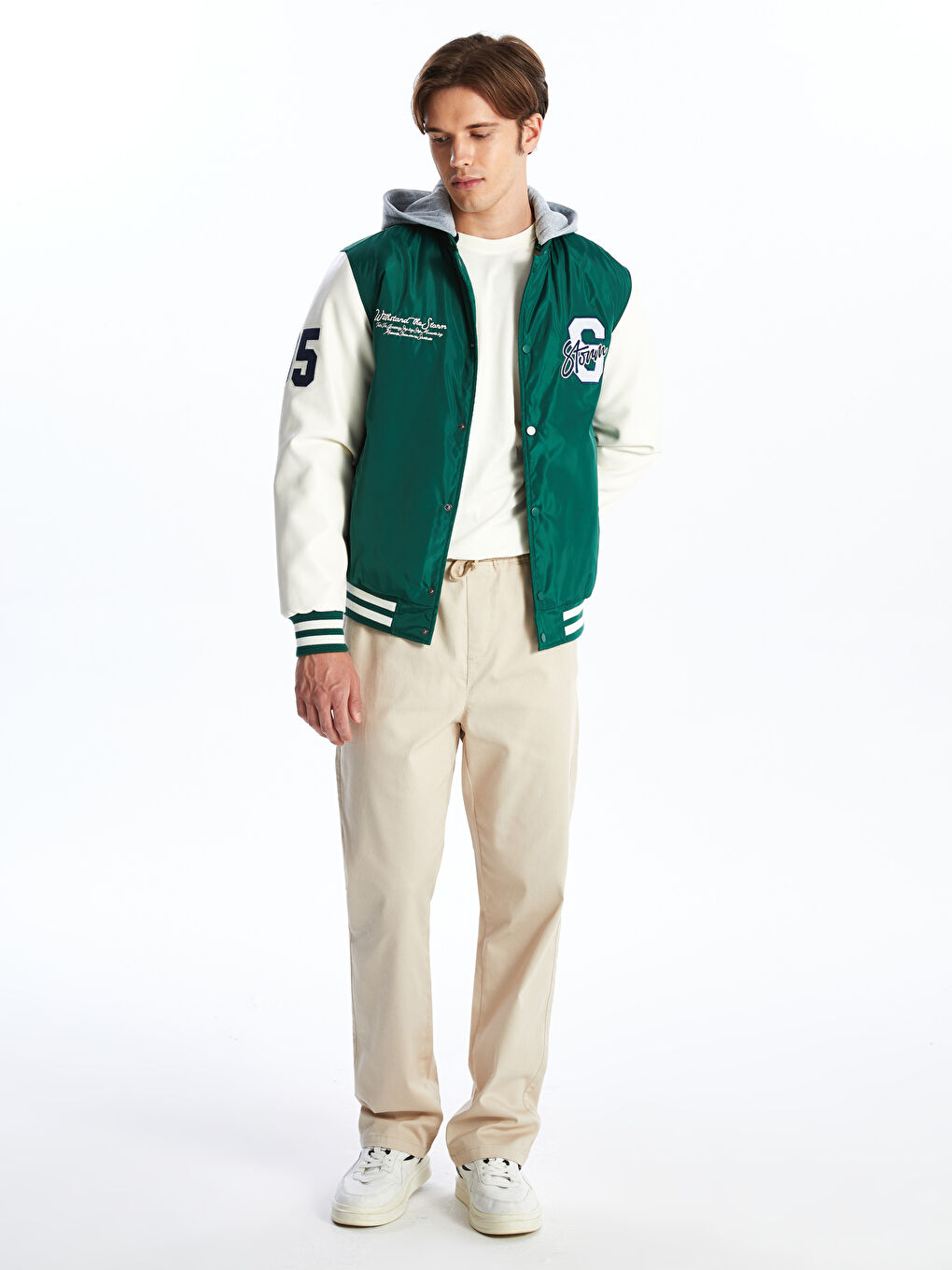 Standard Fit College Collar Men's Bomber Jacket-3