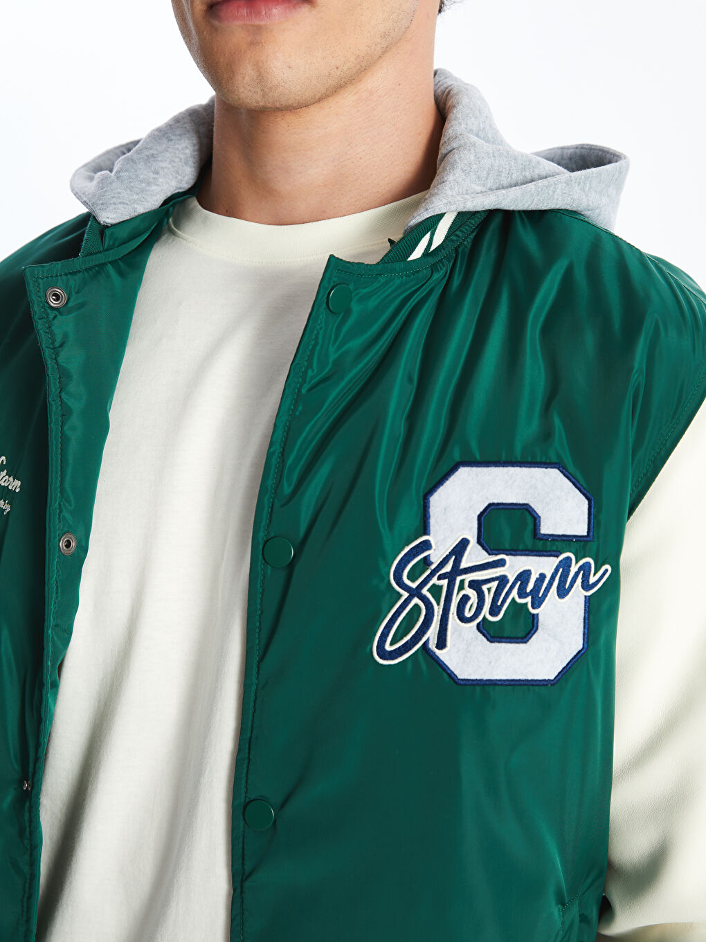 Standard Fit College Collar Men's Bomber Jacket-4