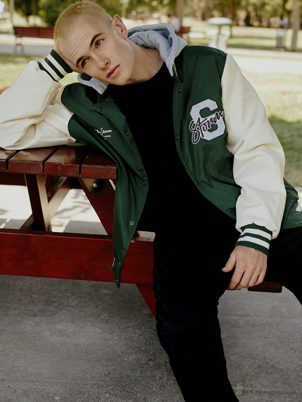 XSIDE Standard Fit College Collar Men's Bomber Jacket
