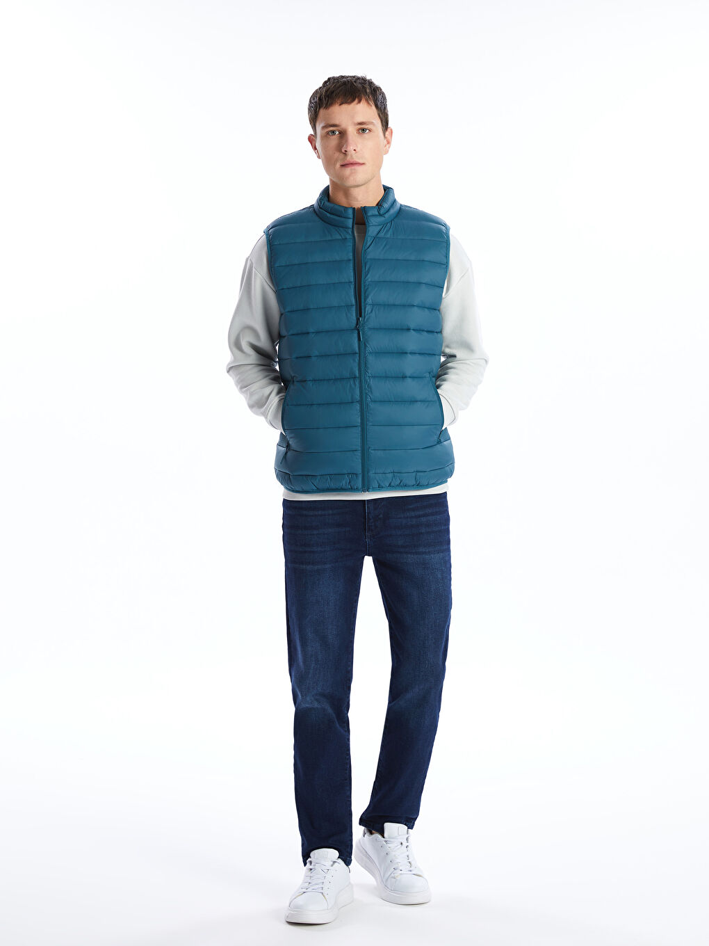 Gilet Doudoune à Col Cheminée pour Hommes Coupe Standard-2