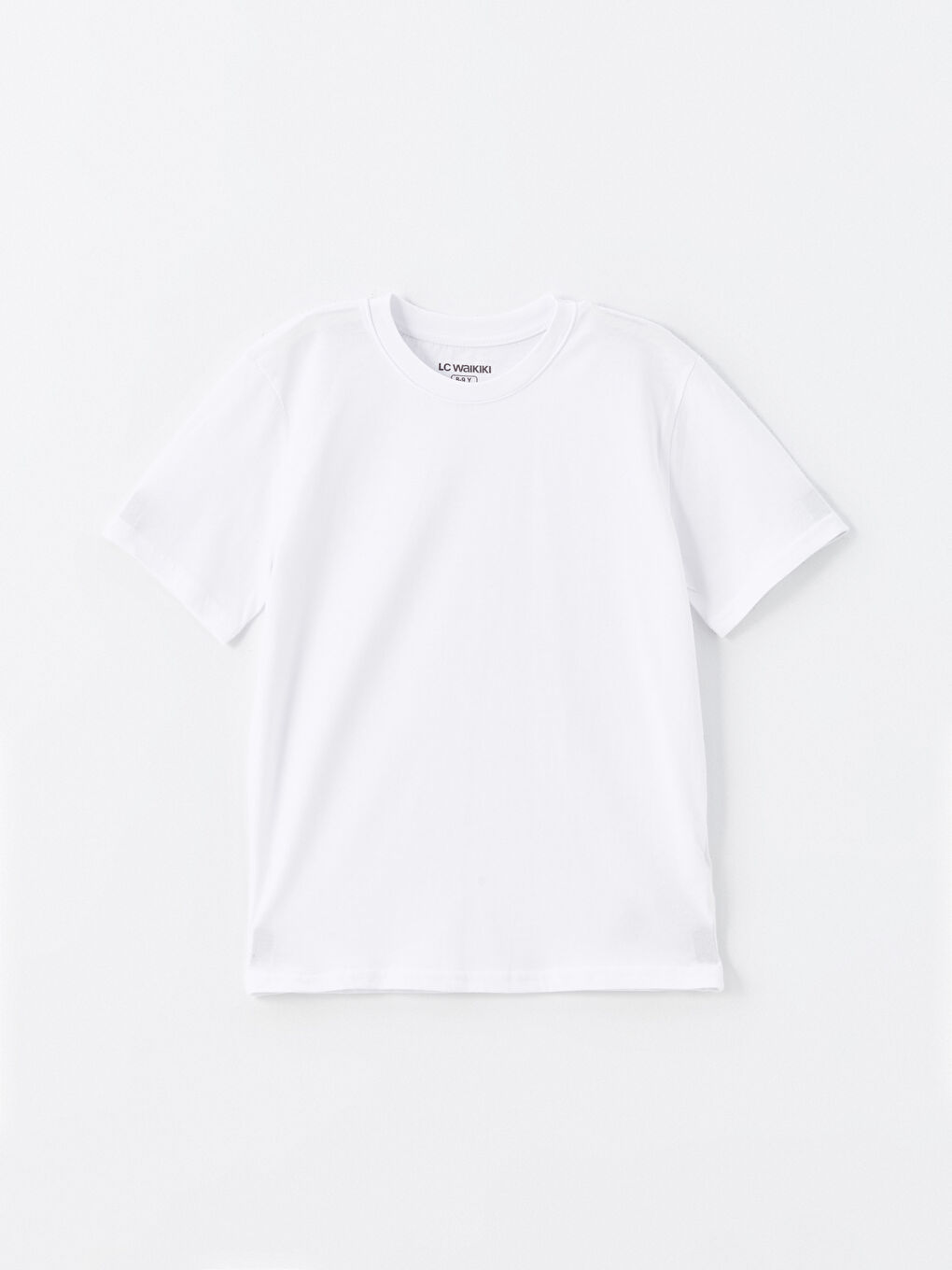 Beyaz Bisiklet Yaka Erkek Çocuk Tişört