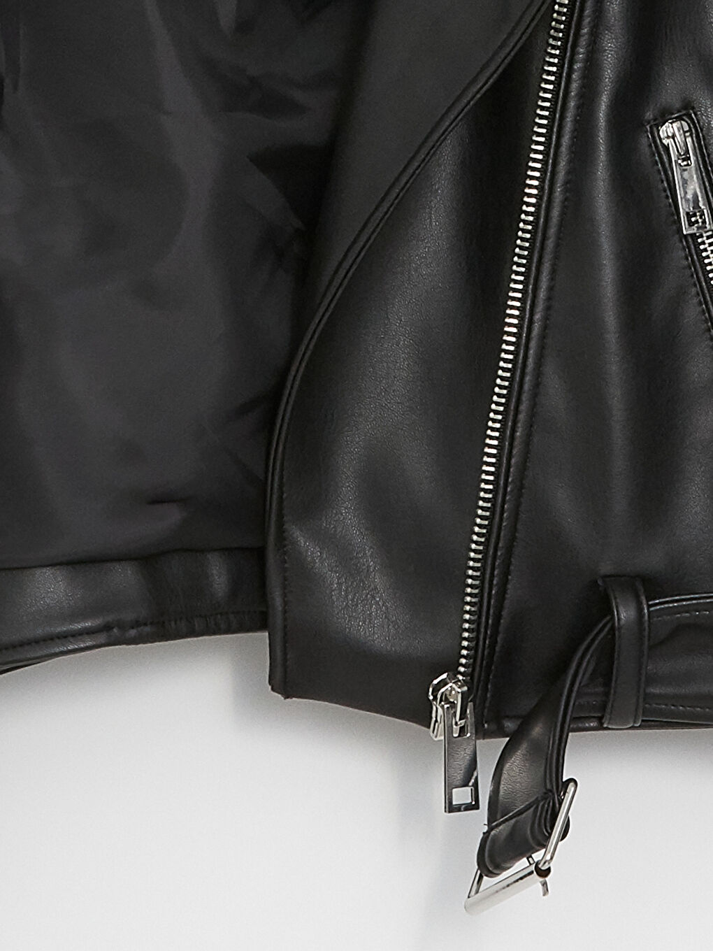 Biker Neck Women's Faux Leather Jacket -W41106Z8-CVL