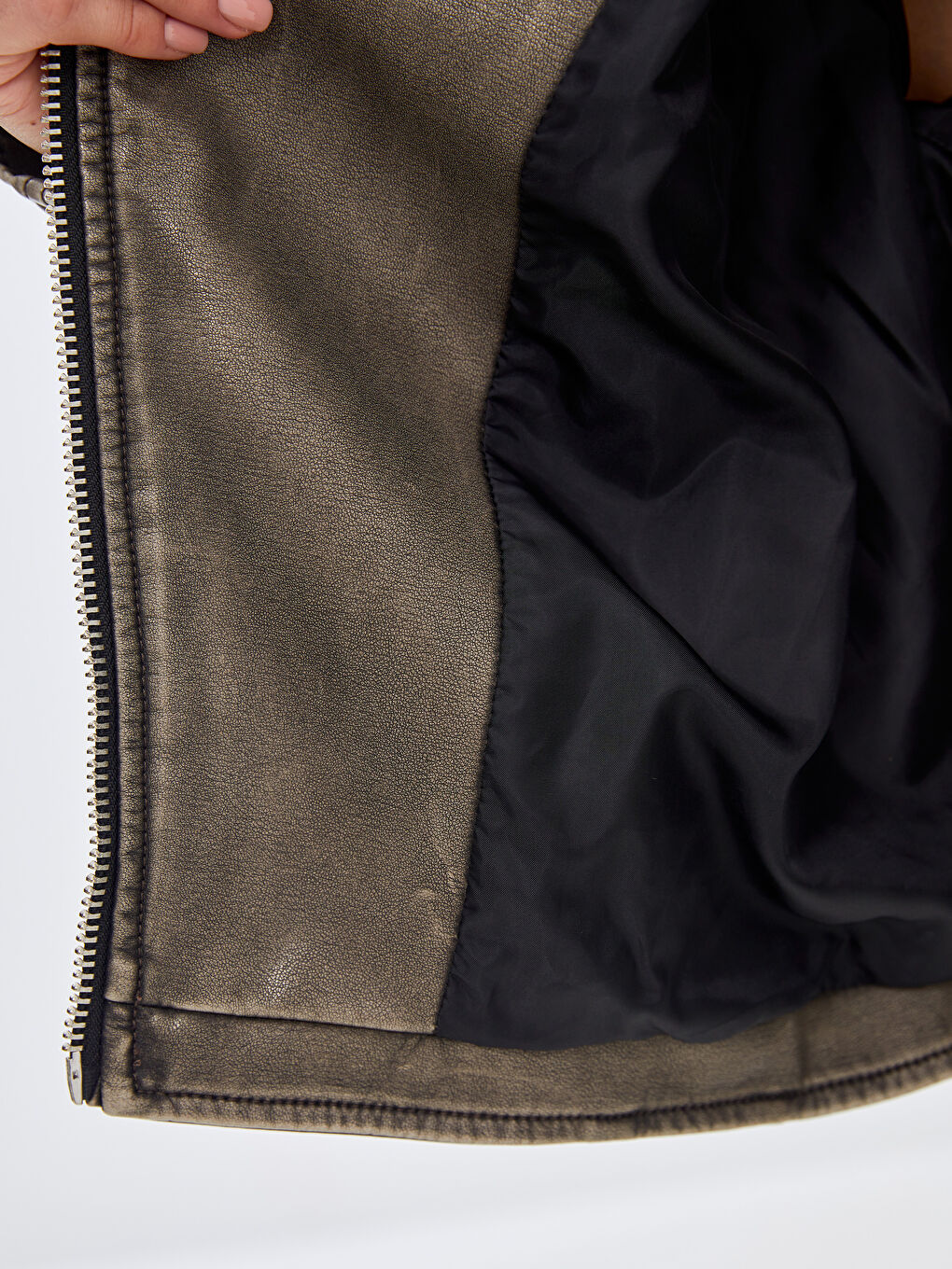 LCW Vision Biker Neck Women's Faux Leather Jacket -W41107Z8-502