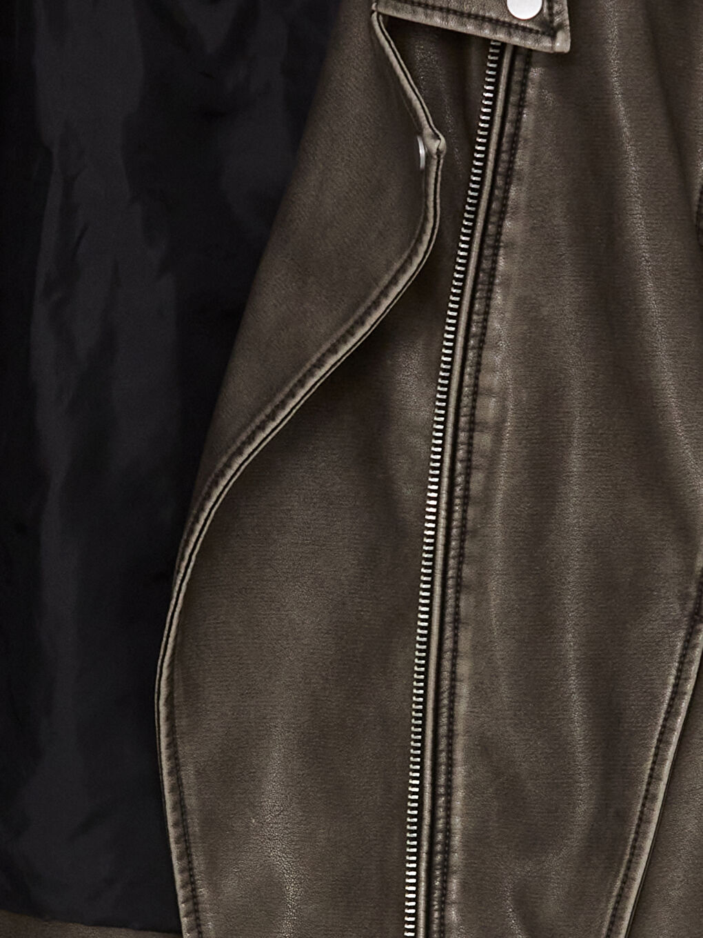 LCW Vision Biker Neck Women's Faux Leather Jacket -W41107Z8-502