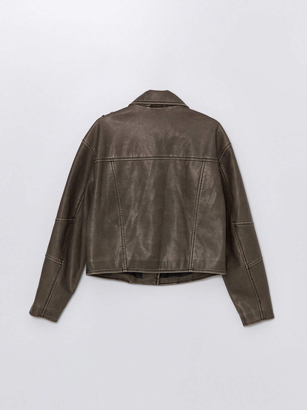 LCW Vision Biker Neck Women's Faux Leather Jacket -W41107Z8-502