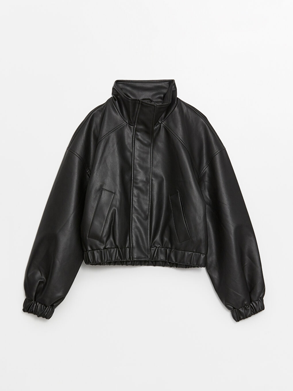 LCW Vision Funnel Neck Oversize Women's Faux Leather Jacket -W41108Z8-CVL