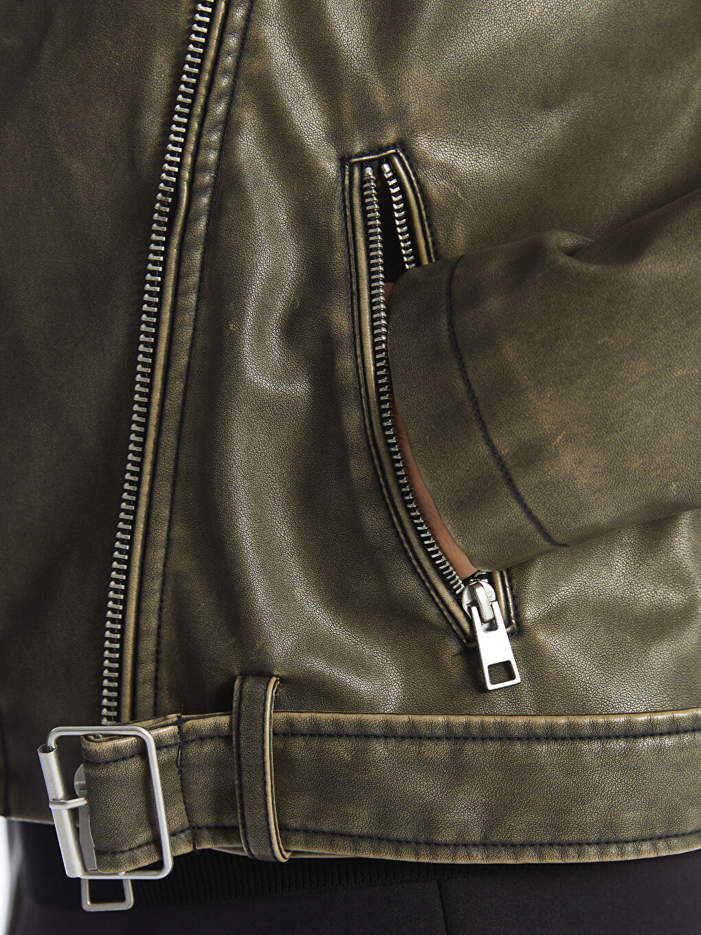 Biker-Kragen Kunstlederjacke für Damen-2