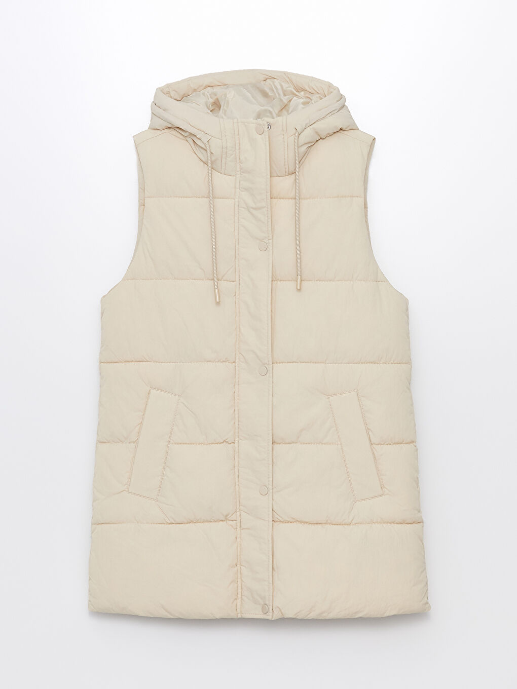 Vestă matlasată simplă cu glugă pentru femei-5