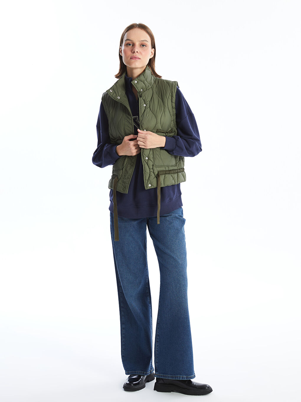 Prsluk za Žene sa Uspravnom Kragnom i Uzorkom, Preveliki Puf-1