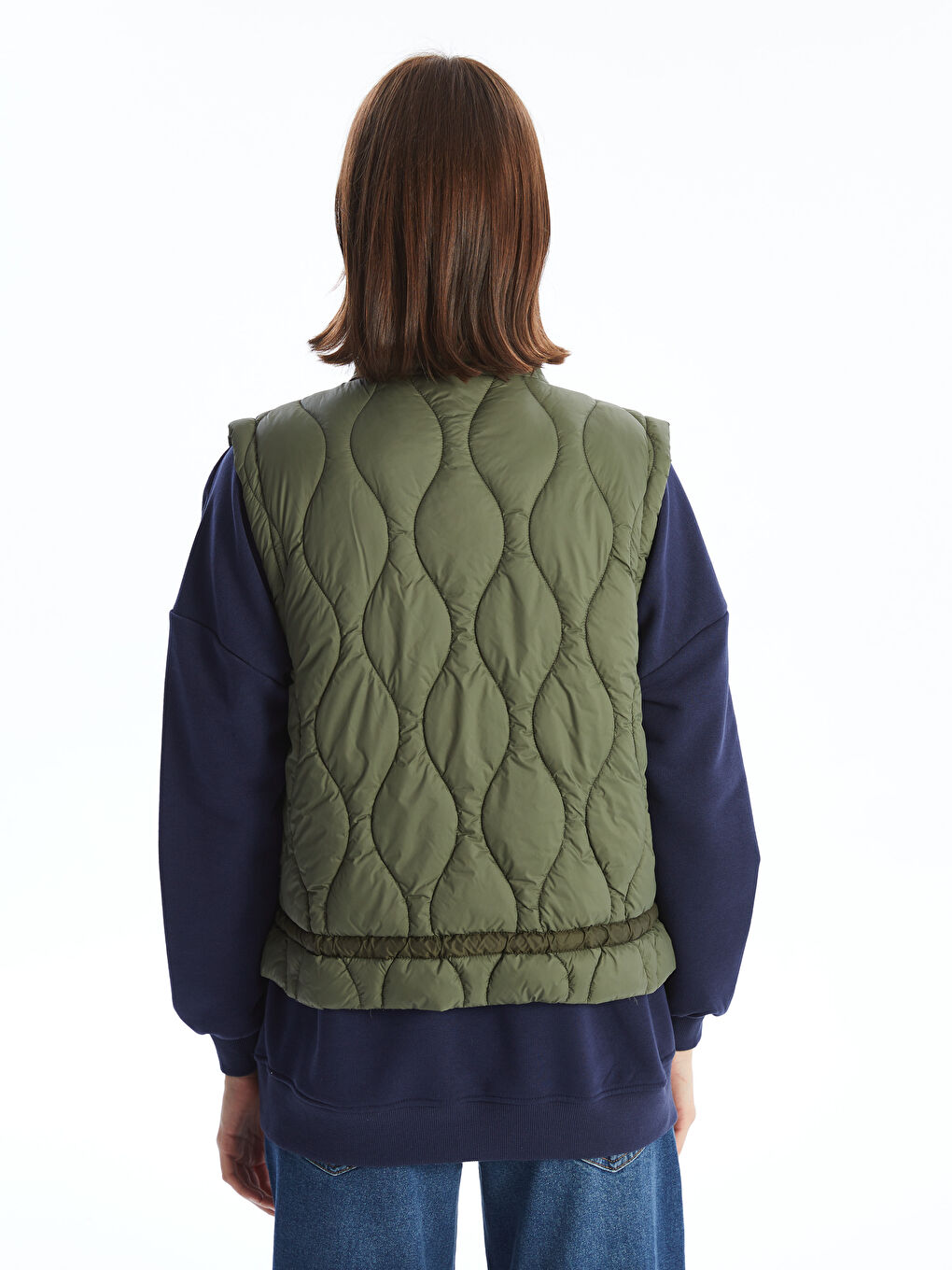 Prsluk za Žene sa Uspravnom Kragnom i Uzorkom, Preveliki Puf-4