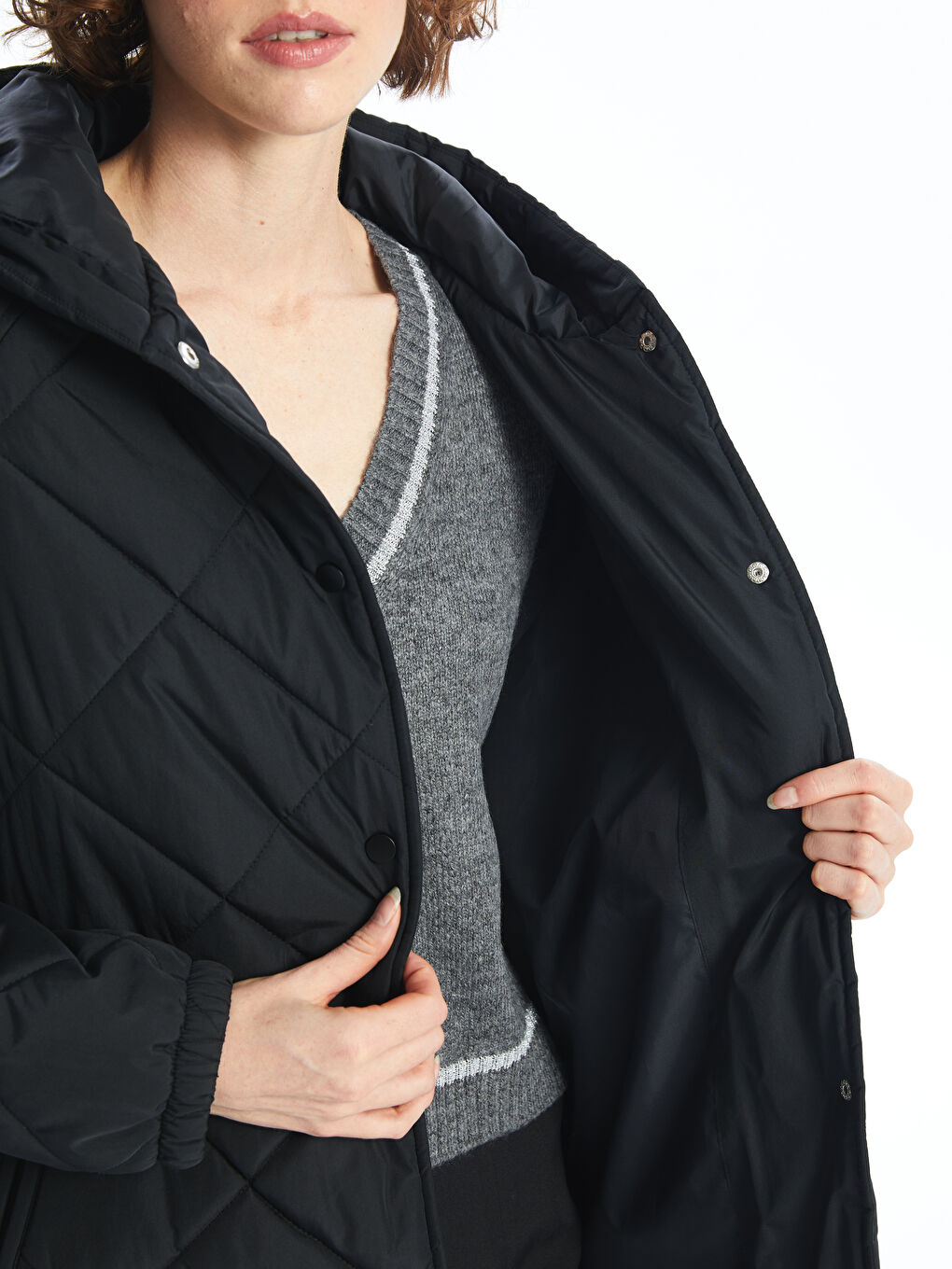 LCW Vision Hooded Quilted Women's Puffer Coat -W41120Z8-CVL