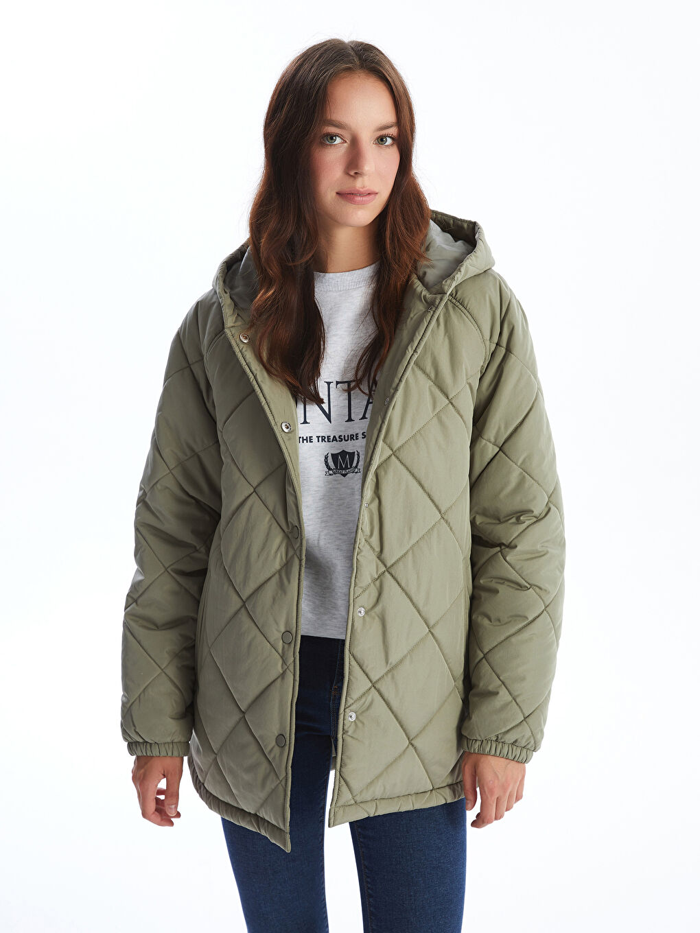 LCW Vision Manteau Bouffant Matelassé à Capuche pour Femmes -W41120Z8-Y6X