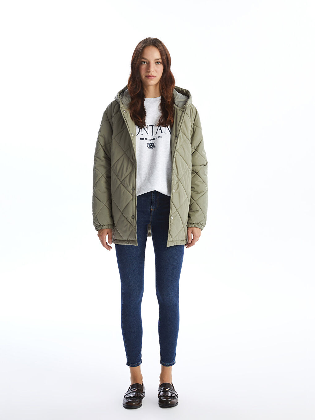 LCW Vision Manteau Bouffant Matelassé à Capuche pour Femmes -W41120Z8-Y6X