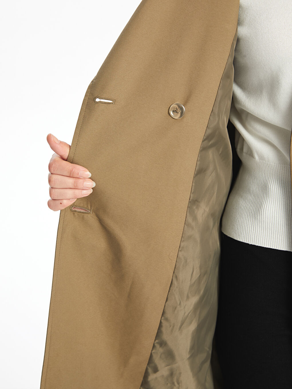 Haki Ceket Yaka Kadın Trençkot-3