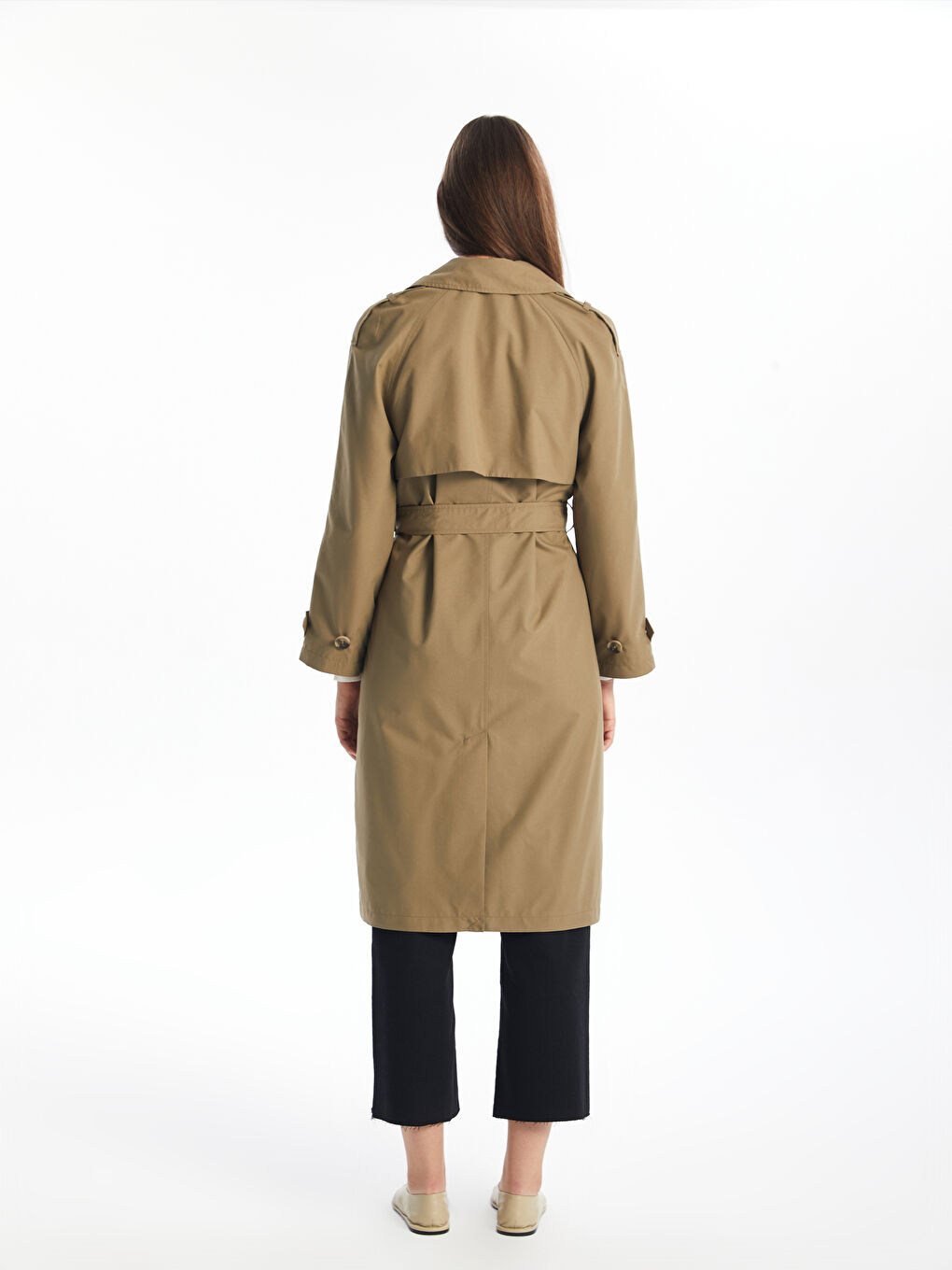 Haki Ceket Yaka Kadın Trençkot-5