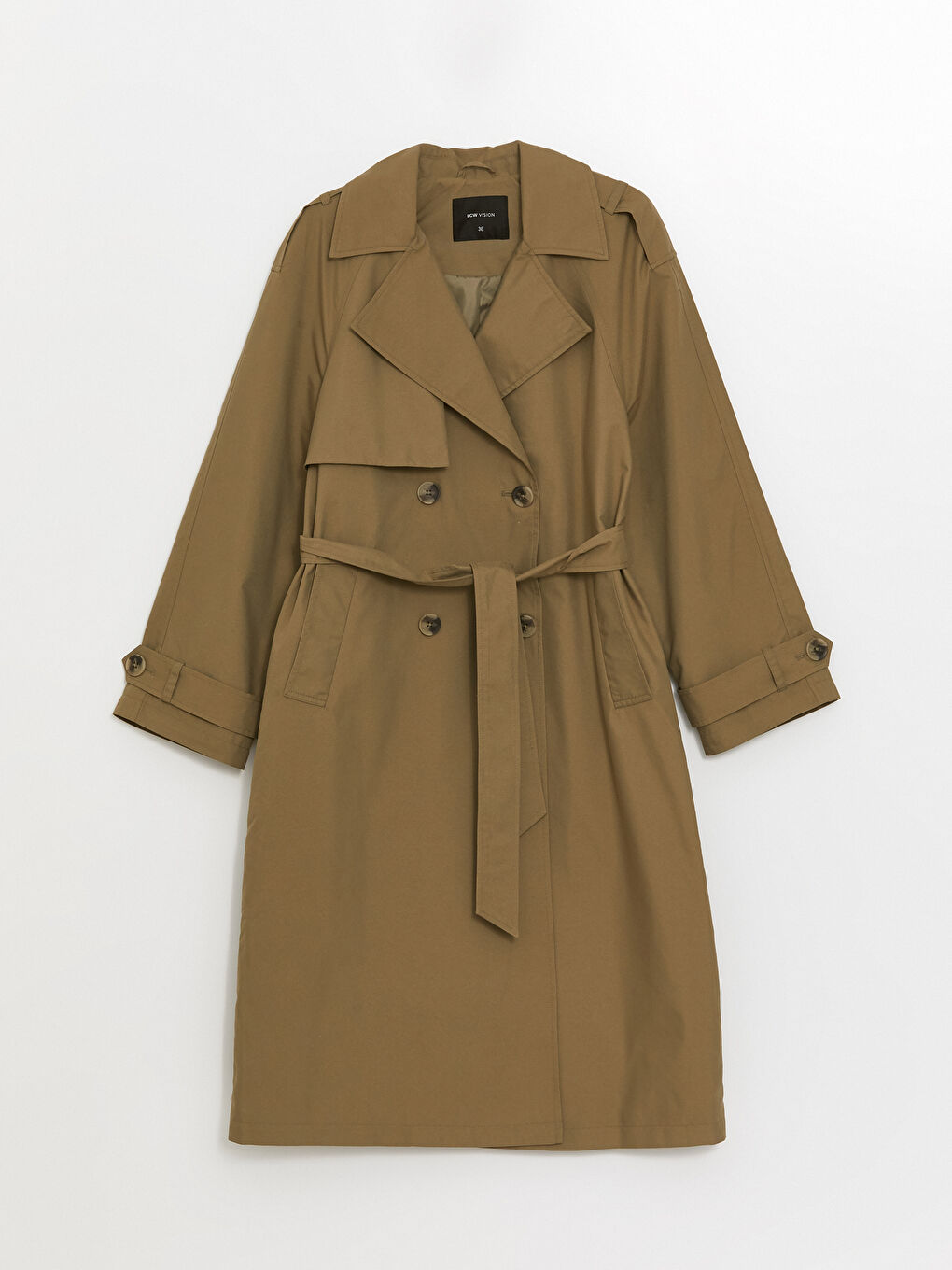 Haki Ceket Yaka Kadın Trençkot-6